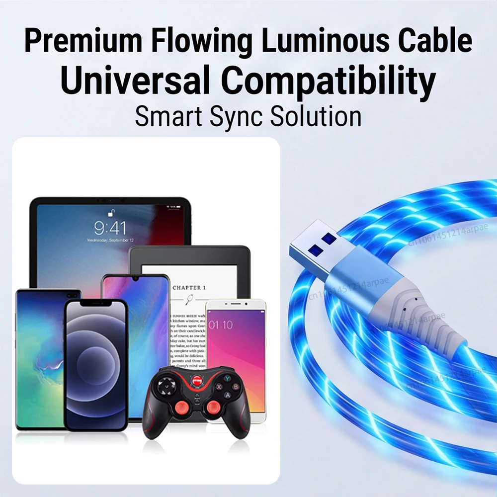 Luminous USB Fast Charging LED Cable - 5A Micro Type C