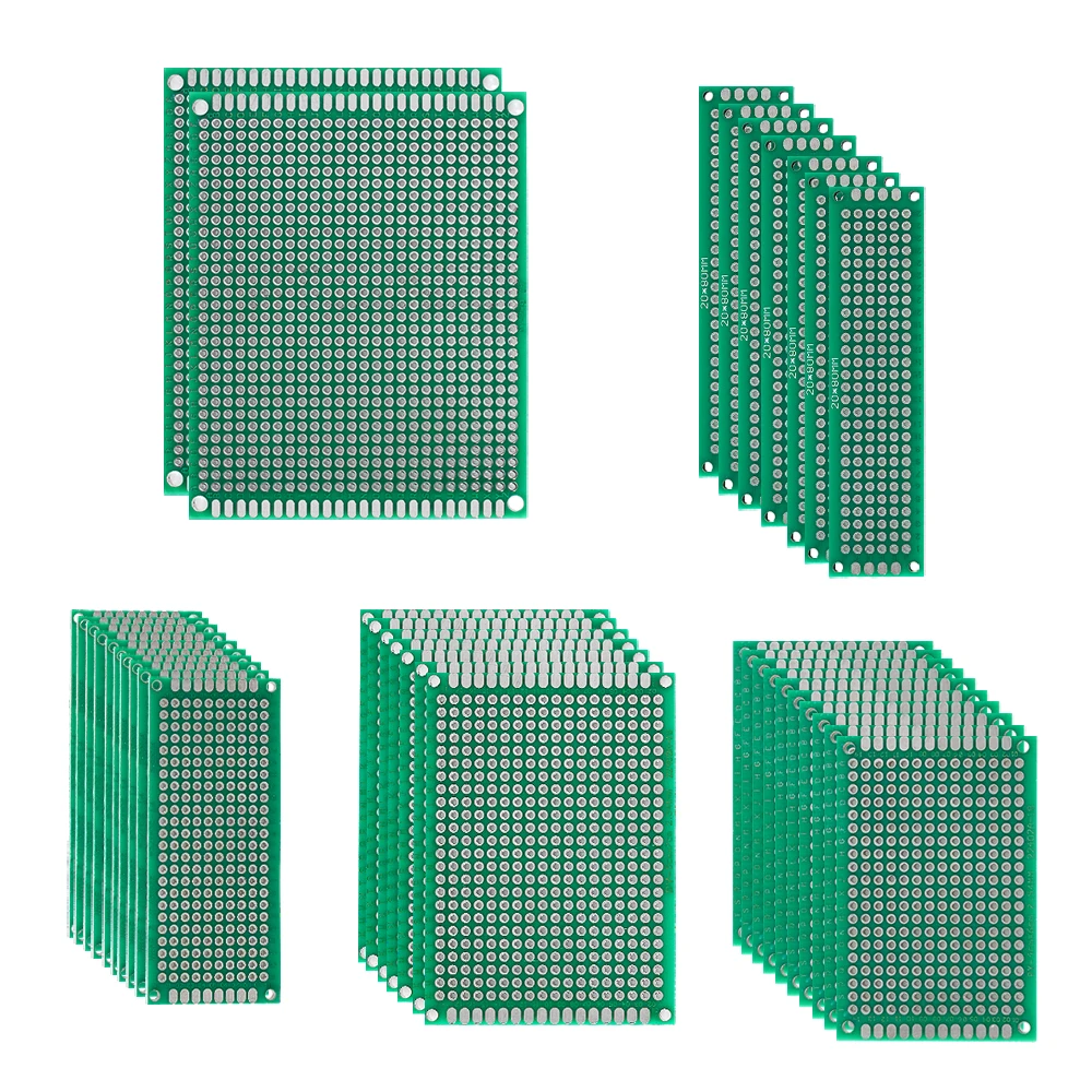 4-40pcs PCB Boards Prototype Set 2x8/3x7/4x6/5x7/7x9cm Double Sided Circuit For DIY Soldering Project