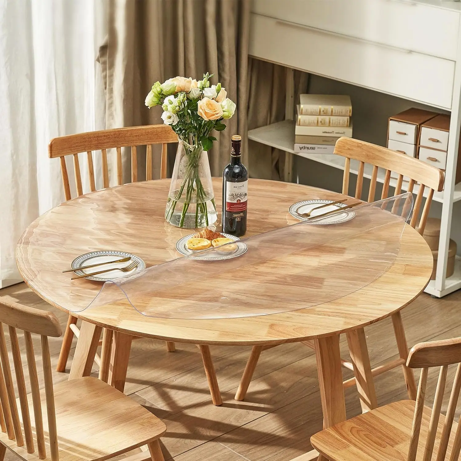 Soft Glass Tablecloth Transparent PVC Table Cloth Waterproof Oil Proof Kitchen Dining Rectangular Table Cover Matte Clear 2