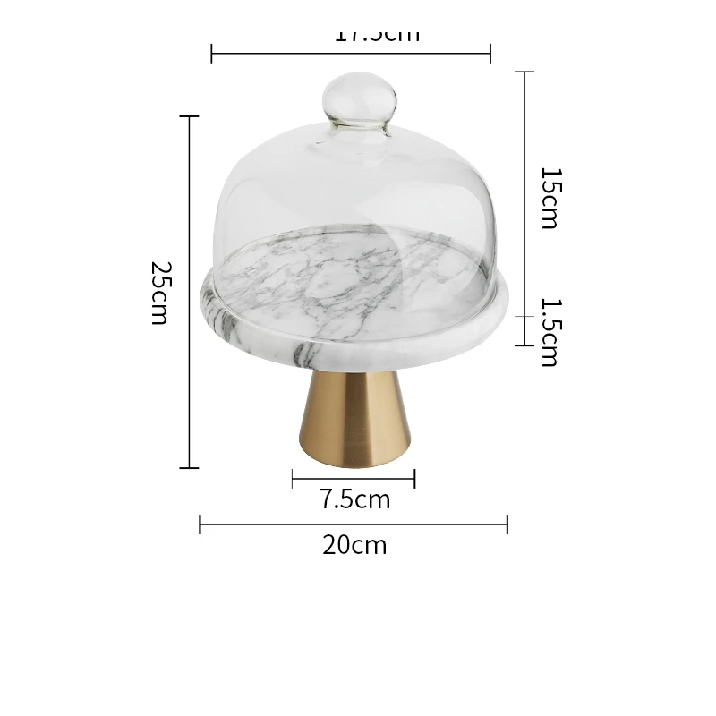 Marble Cake Stand Household Round Baking Transparent Glass Cover Restaurant Tall Dessert Tray Goods