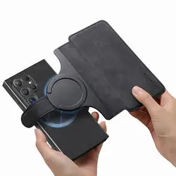 Magnetic Leather Wallet Case with Card Holder and Flip Cover - Galaxy S26 Plus (Black)