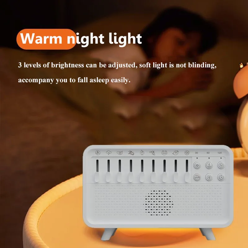 White Noise Bluetooth Speaker Sleep Aid Soundbar Timed Shutdown Simulated Flame Warm Night Light Music Player Aroma Humidifier