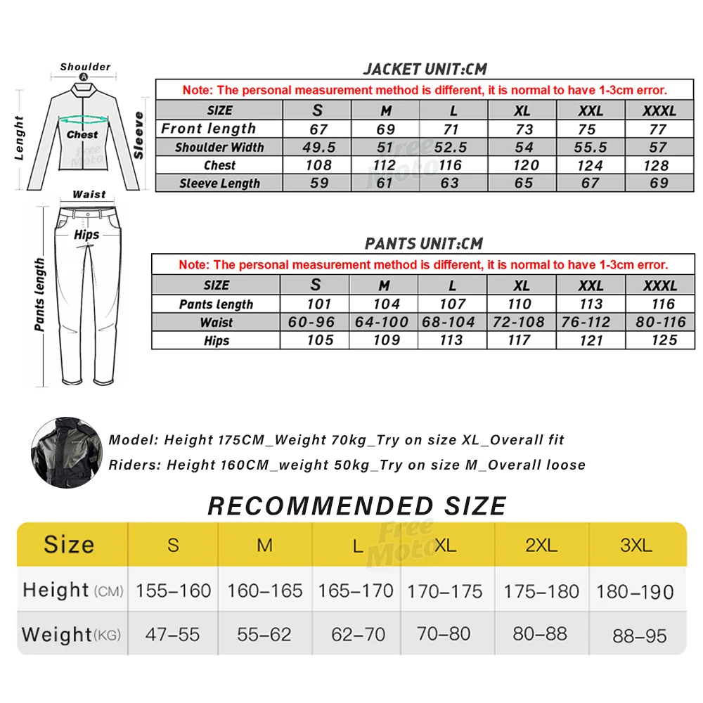 Motorcycle Rain Gear Suit for Men & Women Waterproof Jackets & Pants Reflective