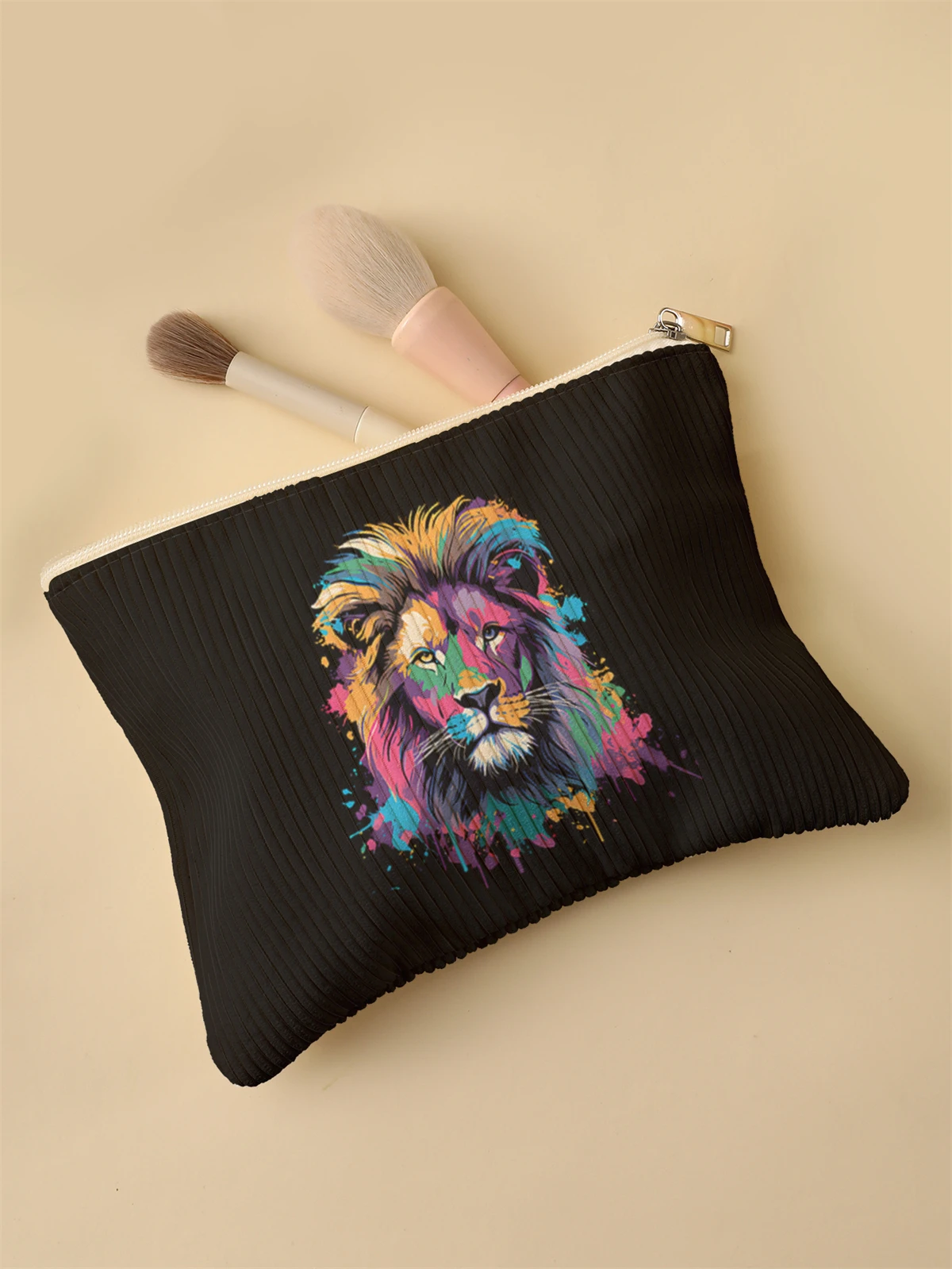 Corduroy Travel Cosmetic Bag Portable Makeup Storage Bag Purses Women Large Capacity Zipper Make Up Organizer Storage Clutch