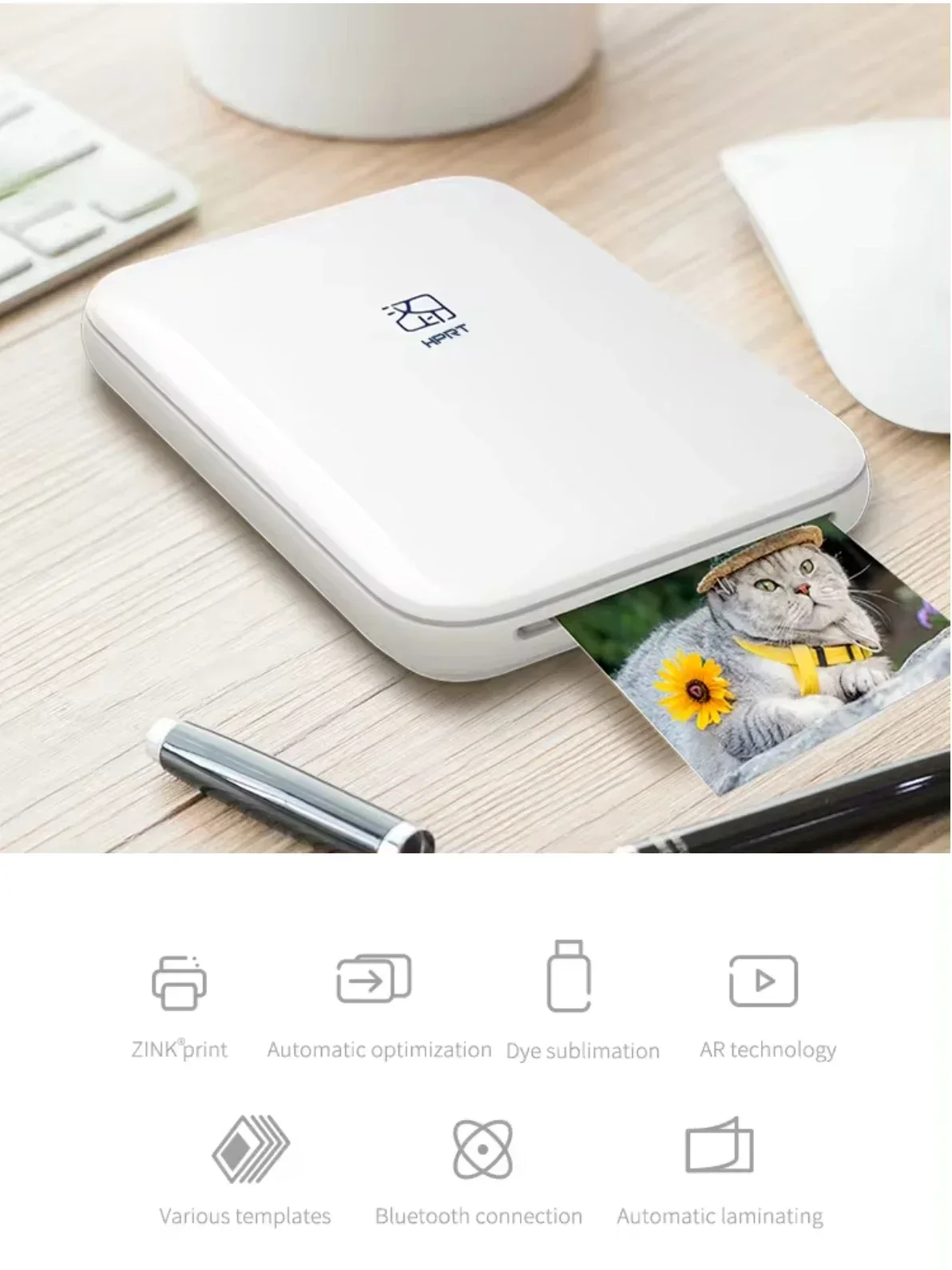 GlowMartHPRT HanYin Color Photo Printer Portable Mobile Phone Mini BT Handheld Pocket ID Photo Printing Machine