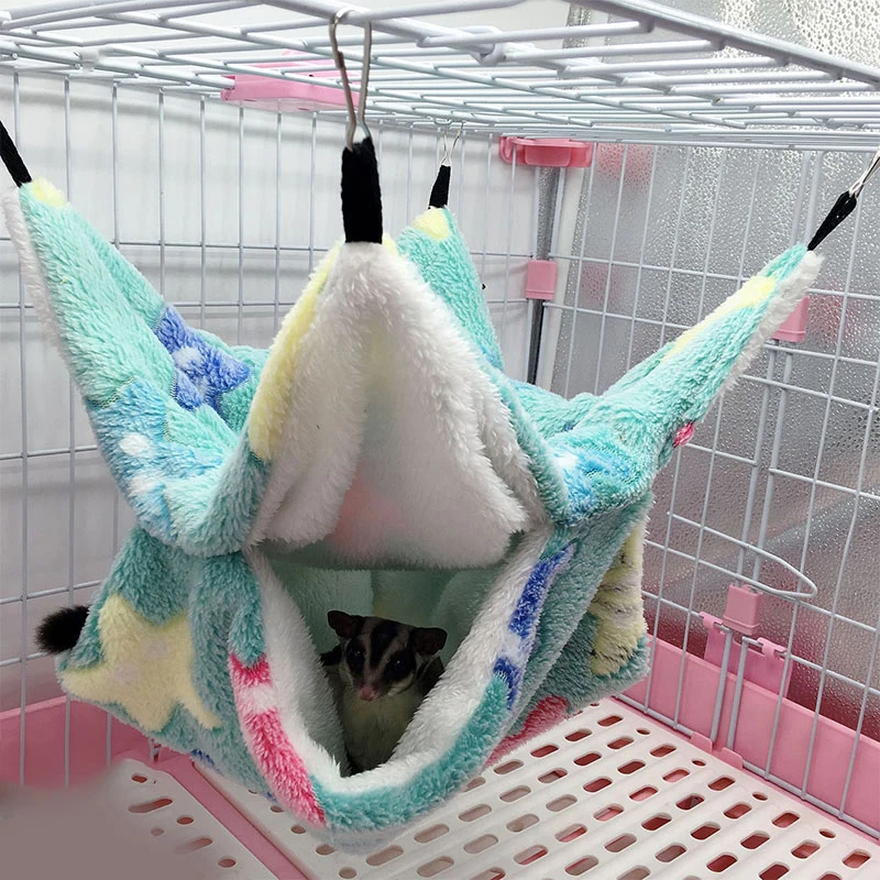 Pet Sleeping Bed Pet Sleeping Mat Pet Hammock Pet House Pet Cotton Nest Pet Cave Bed 1PC Hamster House Pet Sleeping Hammock Warm Soft Beds Plush Printed Cage Guinea Pig Squirrel Mice Rat Small Animal