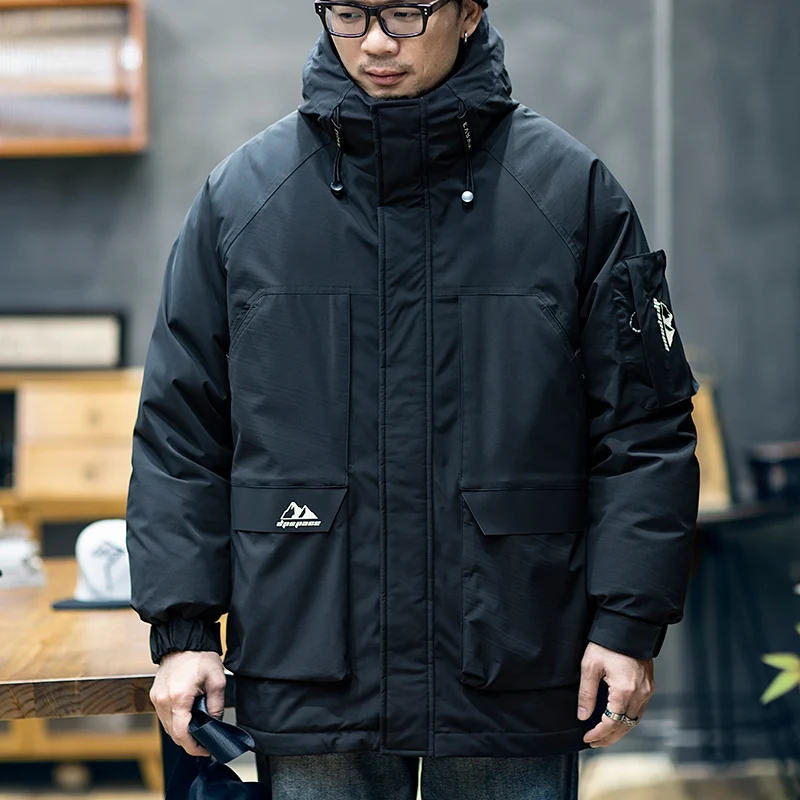 White Duck Down Three Proof Jacket Men Mid length Winter Loose