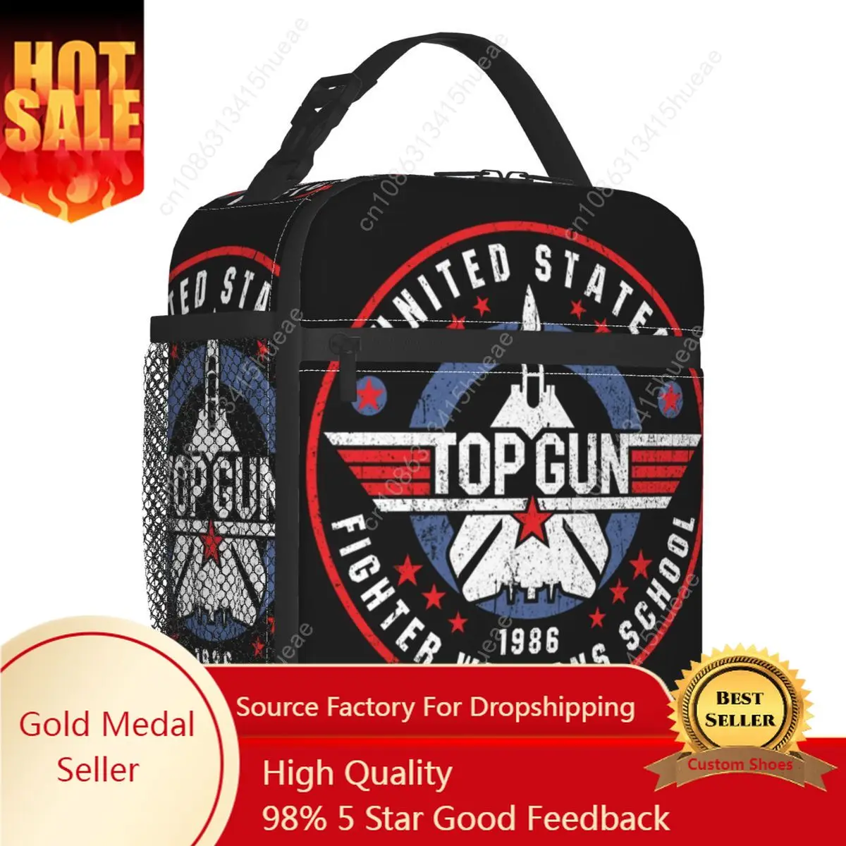 

US Fighter Weapons School Worn Resuable Lunch Box Top Gun Maverick Thermal Cooler Food Insulated Lunch Bag School Children