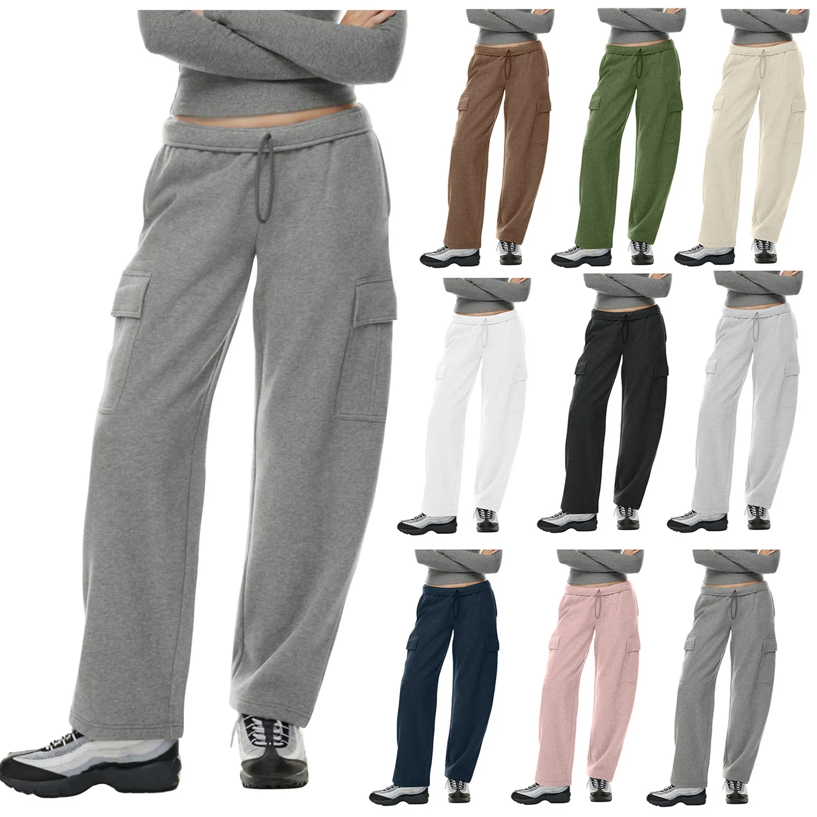 

Women Y2k Pants Vintage Causal Drawstring High Waist Baggy Straight Leg Joggers Sweatpants With Pockets Elegant Trousers