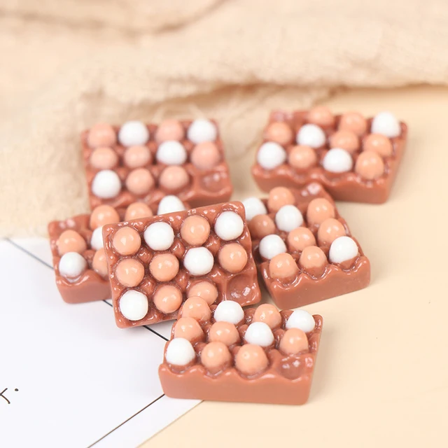 6pcs 1:12 Scale Dollhouse Miniature Eggs Kitchen Food Model Kitchen Decor 3