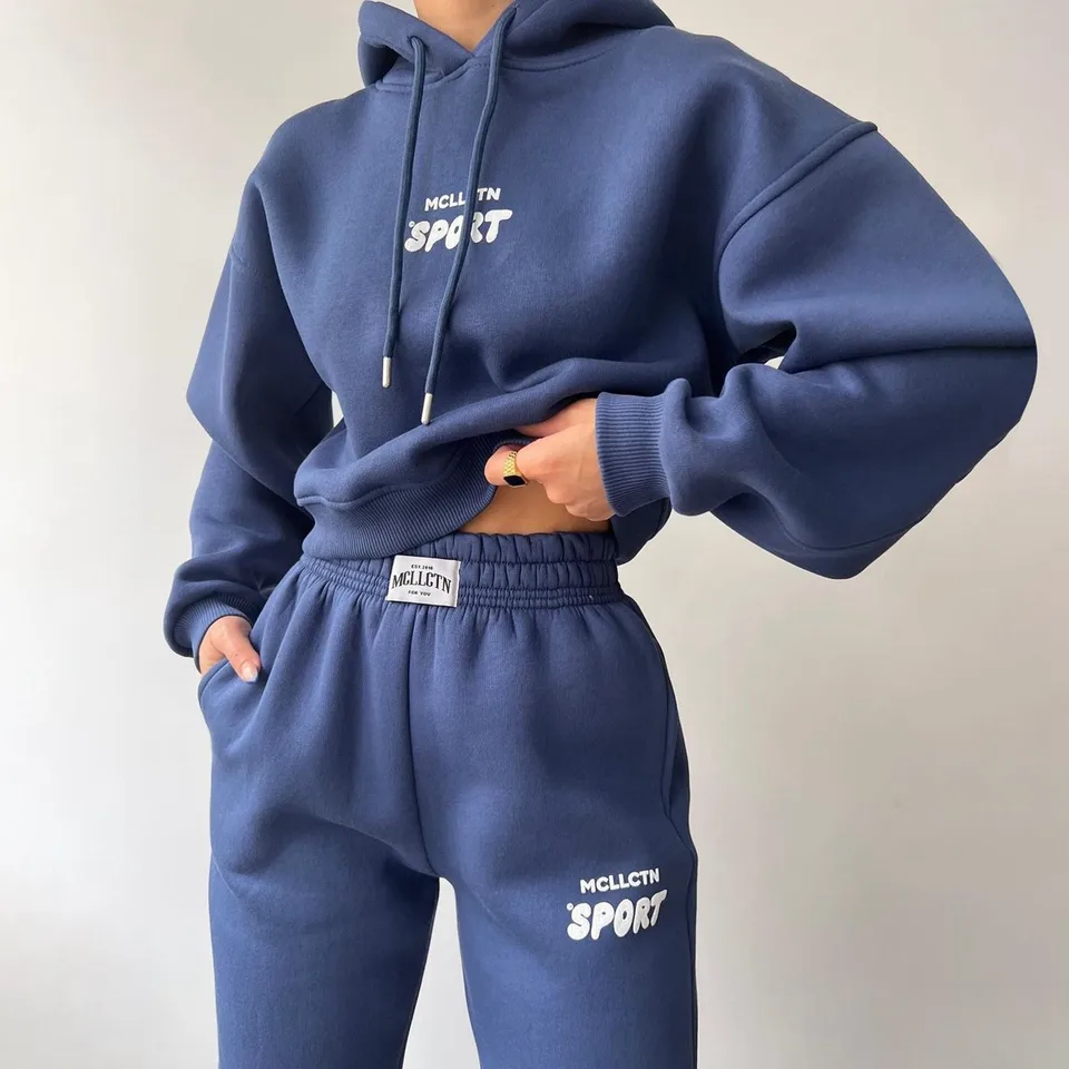 Ladies Hooded Fleece Two Piece Sportswear Set