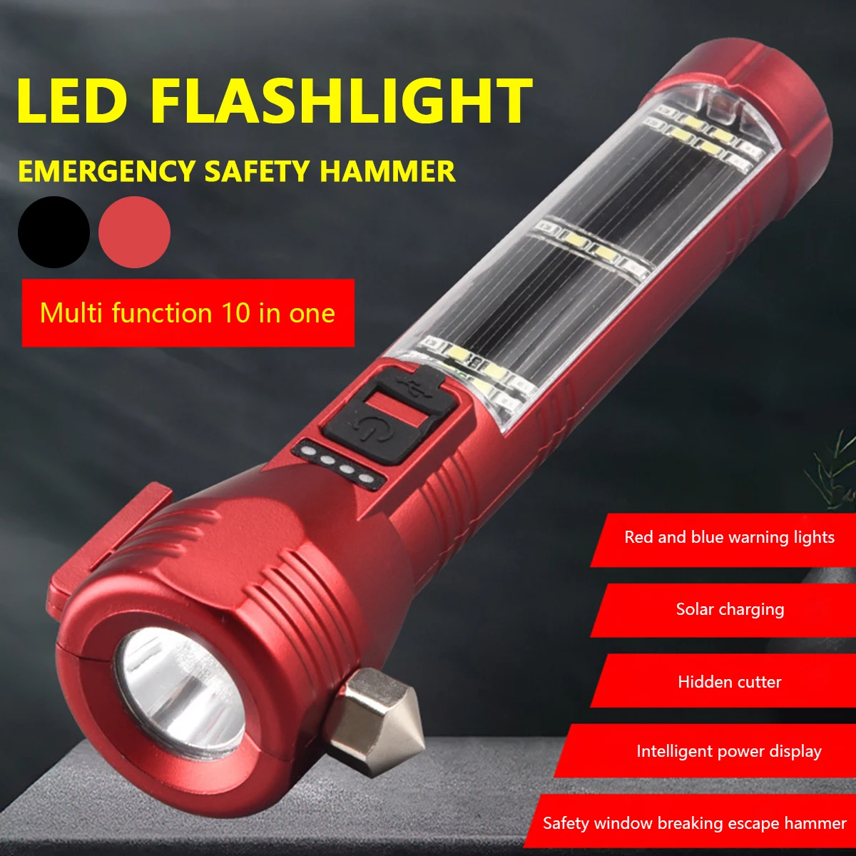 LED Taschenlampe Solar Powered Taktische Taschenlampe IPX6 Wasserdichte USB  Aufladbare Taschenlampe Helle Taschenlampe Outdoor Camping Licht _ -  AliExpress Mobile