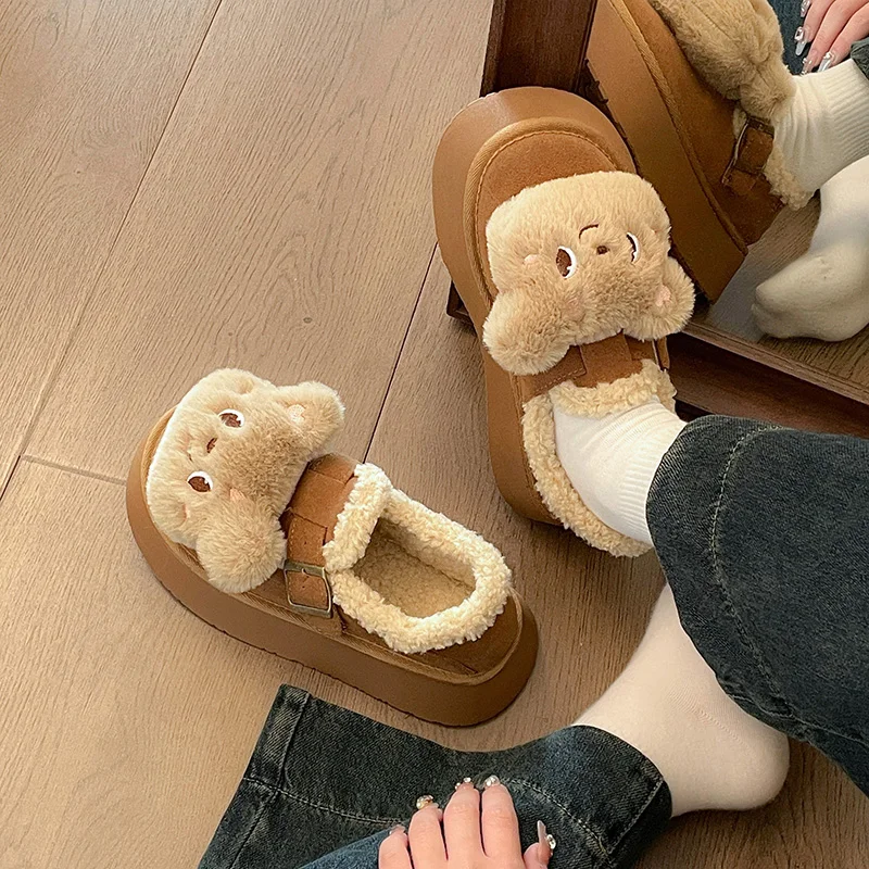 

Зимние ботинки, женские ботинки на плоской подошве, австралийская плюшевая женская обувь с круглым носком, женские ботинки, 2023, зимняя обувь с мехом В Стиле Лолита, средней длины, базовая римская ткань