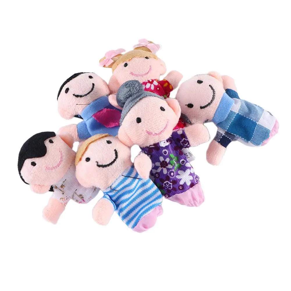 Toy Boys Girls Toys Cloth Doll Toys Cartoon Doll Family Finger Puppets Set Plush Toys Finger Doll Hand Puppet