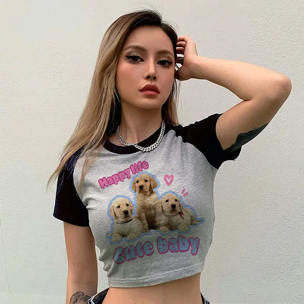 

Y2k 2000s trashy goth fairycore короткий топ, Женские винтажные готические футболки kawai