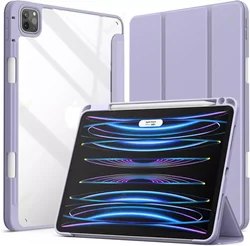 Clear Transparent Back Case with Pencil Holder for iPad - Enhanced Protection and Sleek Design (Purple)