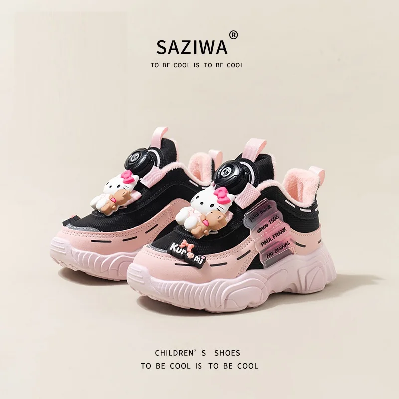 

Sanrio Hello Kitty Child Sports Shoes Dad Shoes Cartoon Anime Figure Outdoor Winter Autumn New Style Anti-Slip Thicken Shoes 23