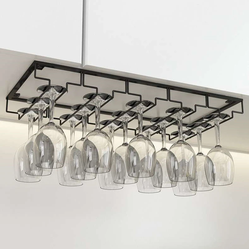 Wine Glasses Holder Bartender Stemware Hanging Rack Under