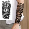Full Arm Temporary Tattoos Sleeve For Men Women Realistic Fake Tatoos Warrior Lion Tiger Flower Tatoo Sticker Black Totem Maori 4