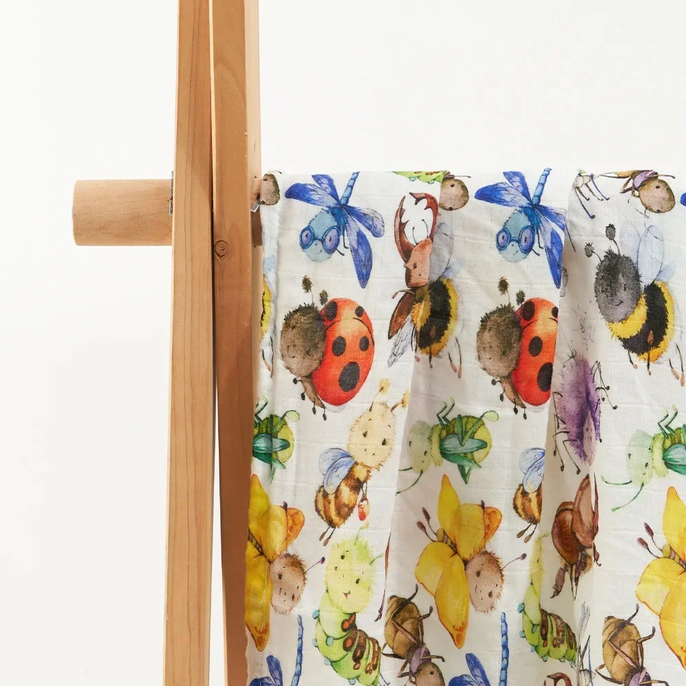 Digital Print Muslin Swaddle Blanket Bamboo Cotton Soft Baby Bath Towel Nursing Cover Newborn Baby Muslin Swaddle