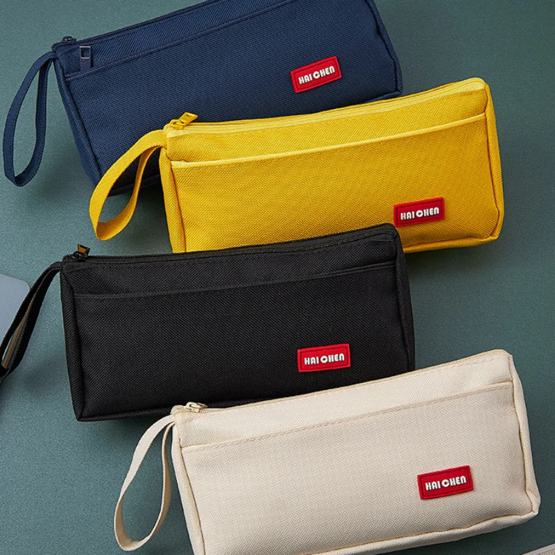 HighCapacityPencilBagCaseZipperGirlsCosmeticBagTwoLayersStationeryBagMakeupBrushes