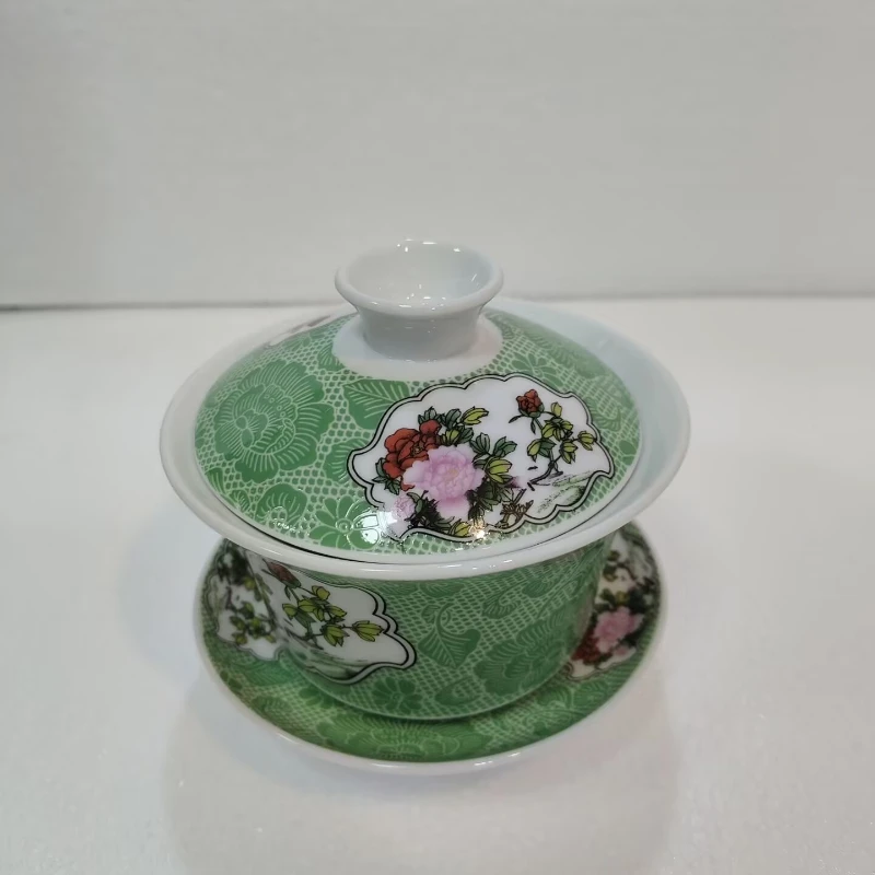 Chinese Hand Painted Ceramic Gaiwan Teacup handmade Tea tureen Teaware Accessories Household Drinkware Personal Single Cup 240ml