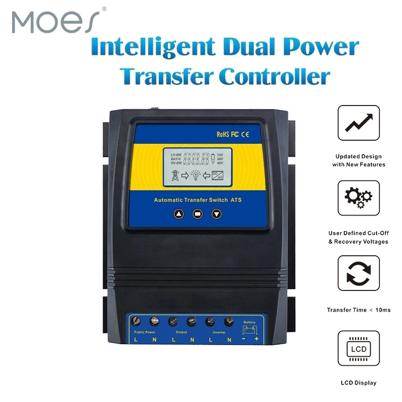 Automatic ATS Dual Power Transfer Switch Solar Charge Controller for