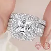 Newshe Original 925 Silver Moissanite Rings GRA Certified D Color VVS1 Diamond Wedding Ring Set for Women Luxury Jewelry