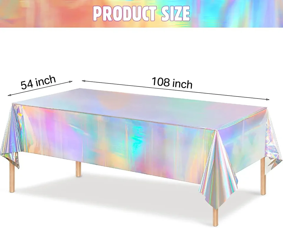 MOROBOR Confezione 3 Tovaglie In Plastica Iridescente - 137x274 Cm - Perfette Per Feste E Matrimoni - 4