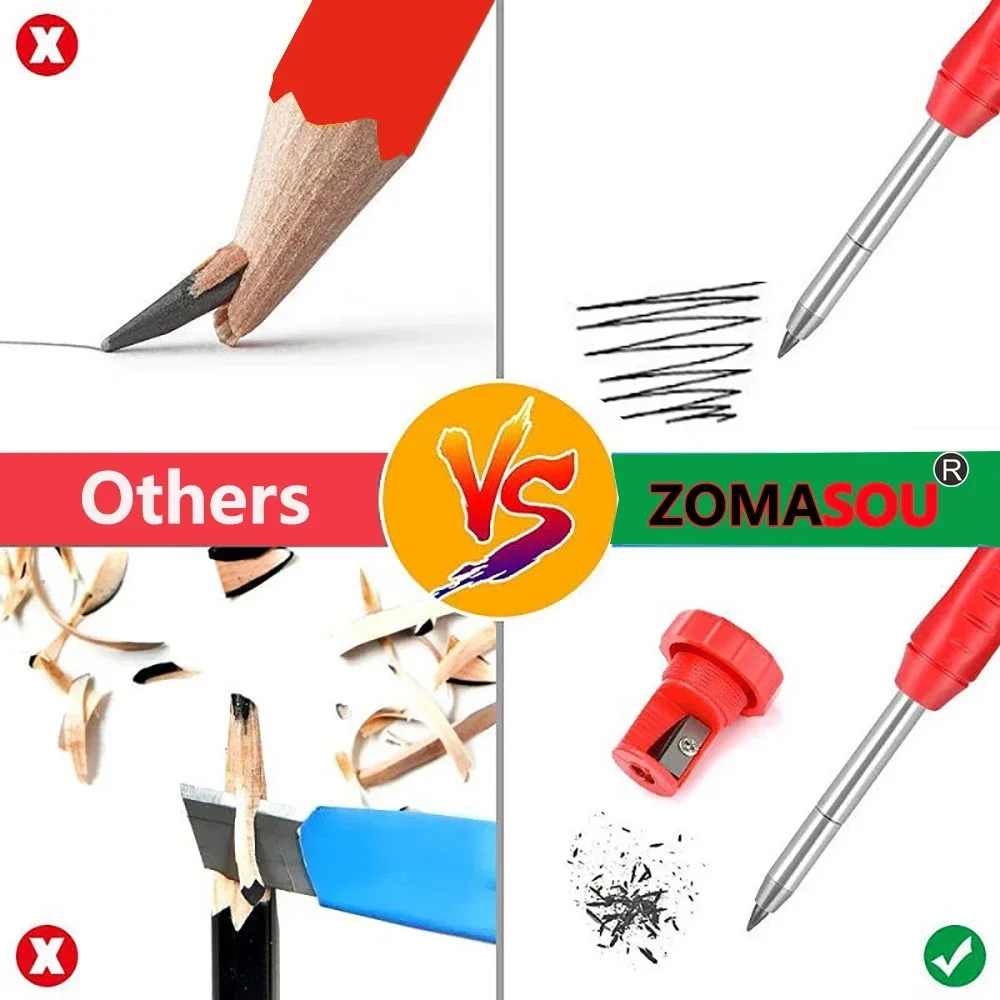 Premium Carpenter's Mechanical Pencil with Deep Hole Marker and Sharpener