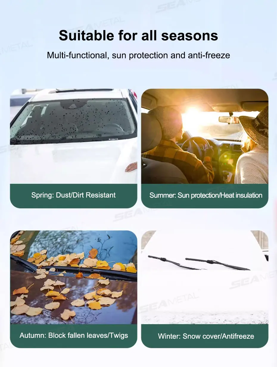 BLALION Auto Windschutzscheibe Schnee Abdeckungen Winter Frontscheibe Verdickter Schutz Anti Schnee Eis Schild Abdeckung Loch für Dash Cam Monitor – Detail 4