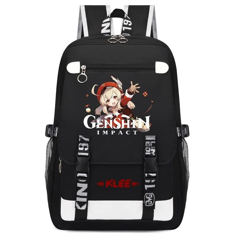 

Game Peripherals Genshin Impac New Student Schoolbag Anime Cartoon Print Backpack Large Capacity Canvas Outdoor Travel Bag Gifts
