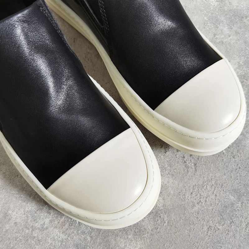 Fashion Male Sneakers High Street Men's Casual Shoes Comfortable Black Solid Couple Shoes Slip-on Women's Sneakers 4