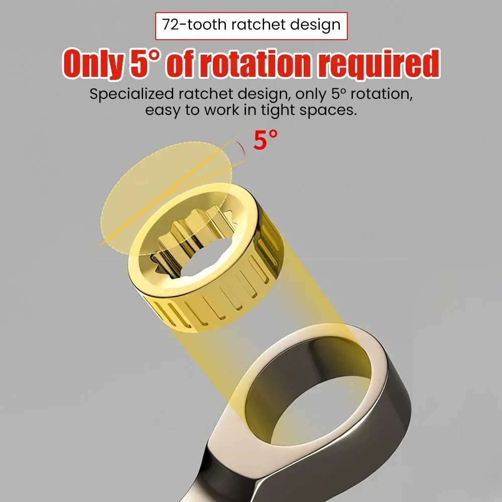 Wrench Flexible Multifunctional Gold Ratchet Wrench Torque Universal Wrench for Car Repair Tools Metric Hand Tools 6-15mm 3