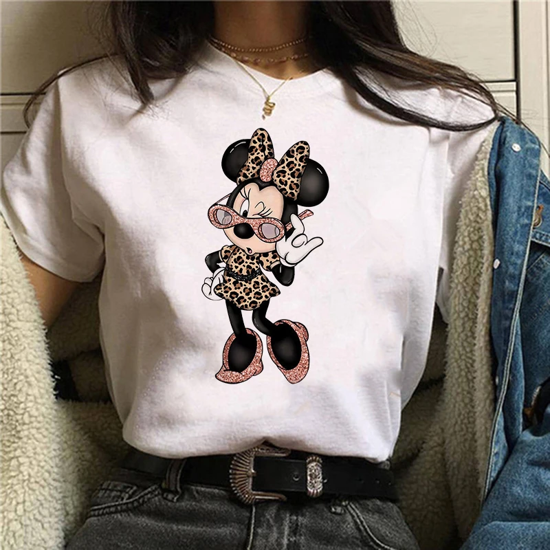 Tshirt Mickey 90s Y2k Minnie Mouse Hat Print T-shirt Women Fashion T Shirt Female Clothes Kawaii Disney T Shirt