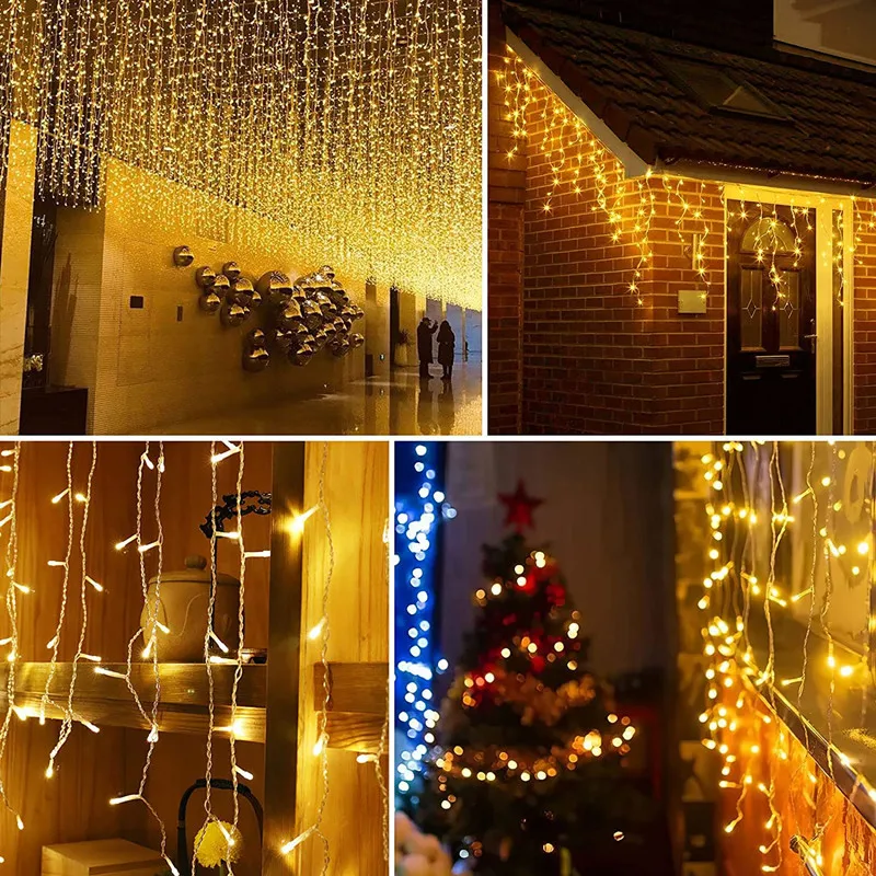 

Christmas Garland LED Curtain Icicle String Lighting Outdoor Street Decor 4M/8M/12M/16M//20M Droop 0.4-0.6m Holiday Lighting