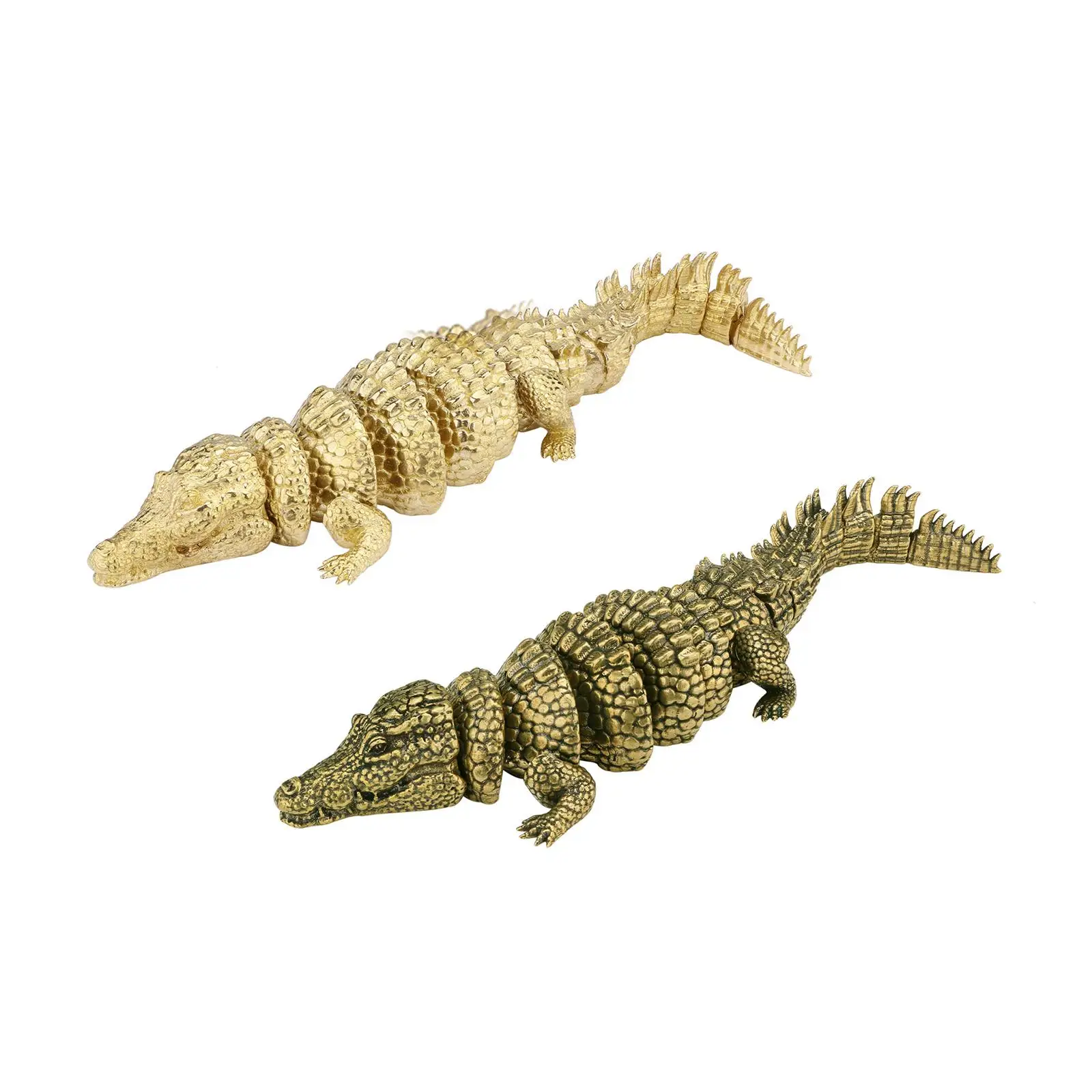 

Brass Crocodiles Statue Ornament 33cm Decoration for Study Room Dining Table