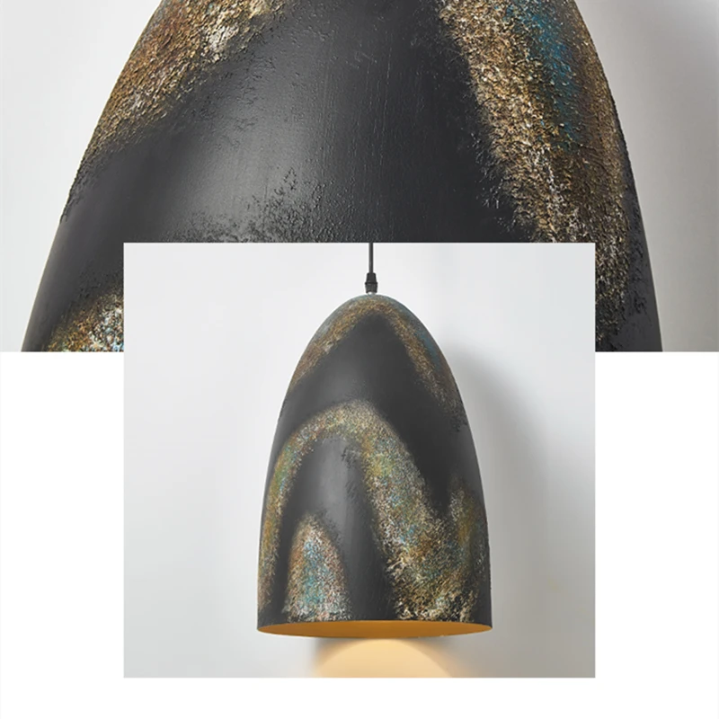 

Wabi-sabi wind chandelier Restaurant lamp Original hand-painted island bar table lamp Cafe designer Peacock Starry Sky