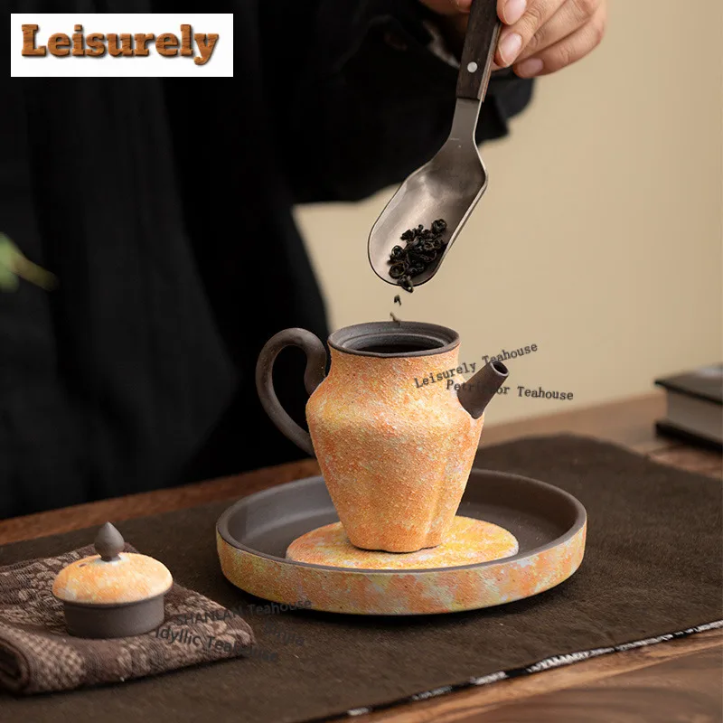 125ml Rock Mineral Lotus Teapot Aesthetic Tea Infuser Pot Tea Maker Kettle With Ball Hole Cafes Ornaments Accessories Supplies