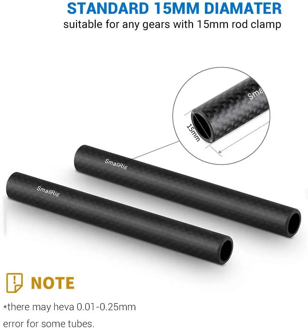 15mm Carbon Fiber Rod - 6'' Long for 15 mm Rod Support System (non-Thread) Pack