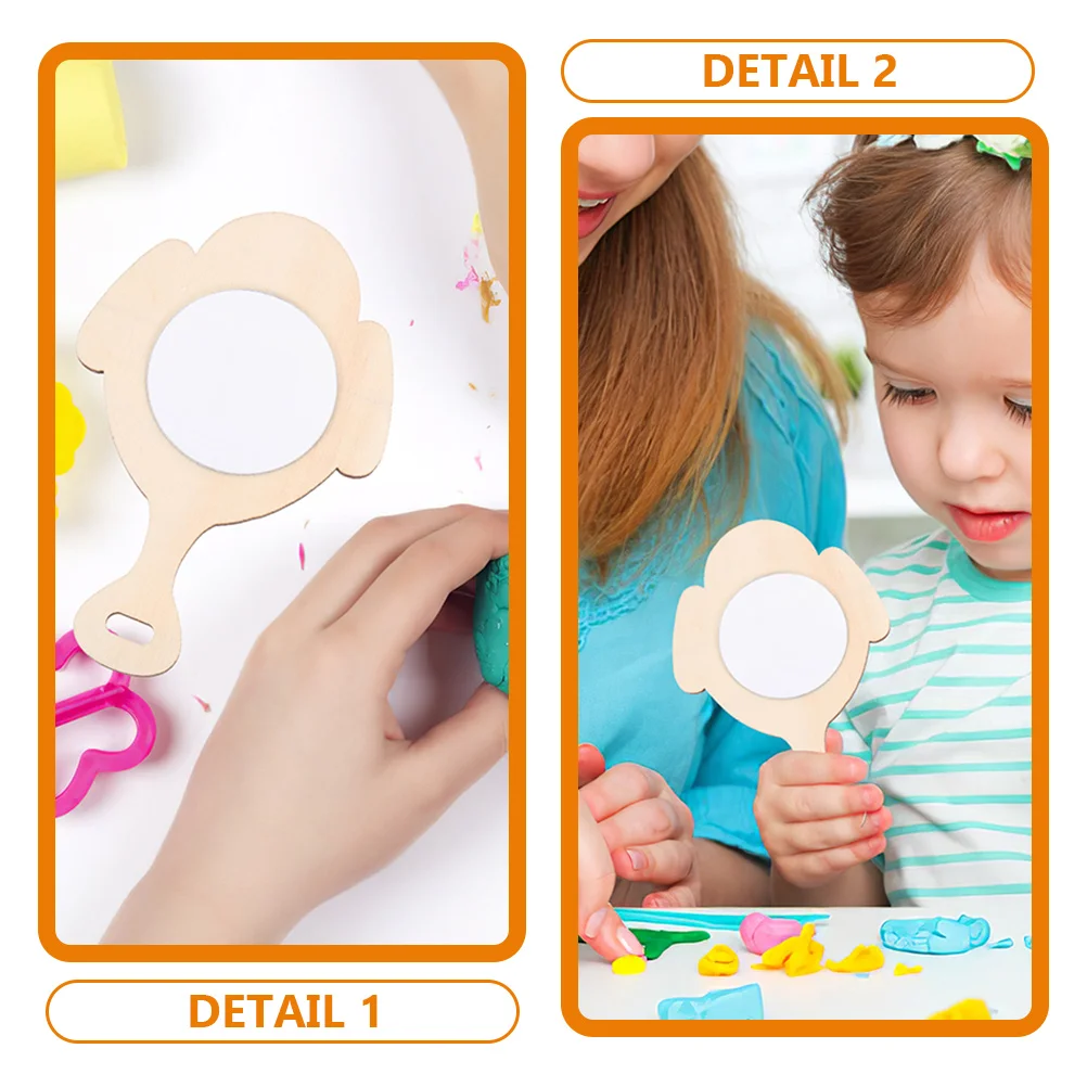 8PCS 돌고래 모양 나무 거울 DIY 공예 키트 어린이 휴대용 미니 거울 Paintable 장난감 거울 크리 에이 티브 프로젝트