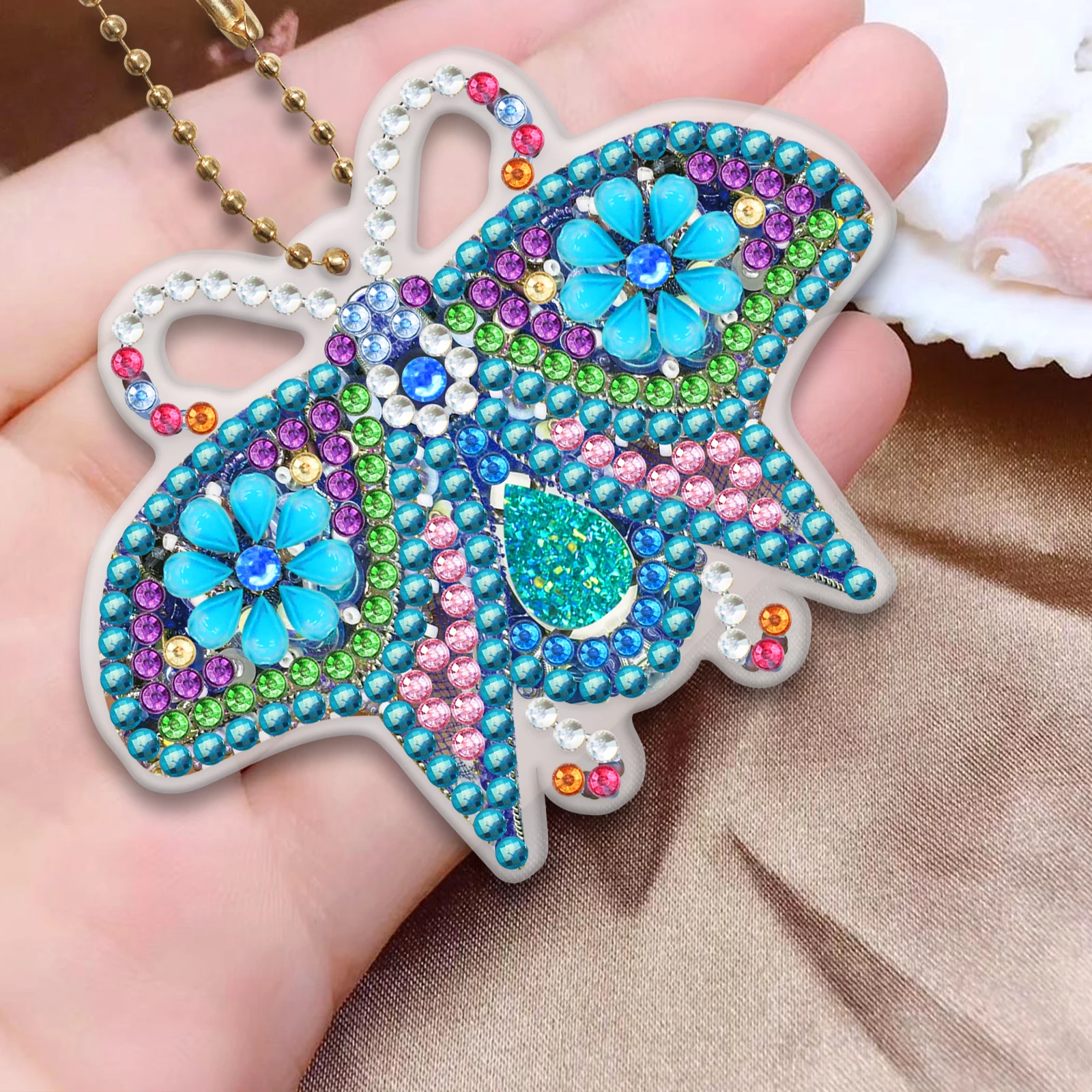 New Keychain 5D Diamond Painting Embroidery Keychain DIY Cartoon Animal Bouquet Keychain Single Sided Point Drill Pendant Gift