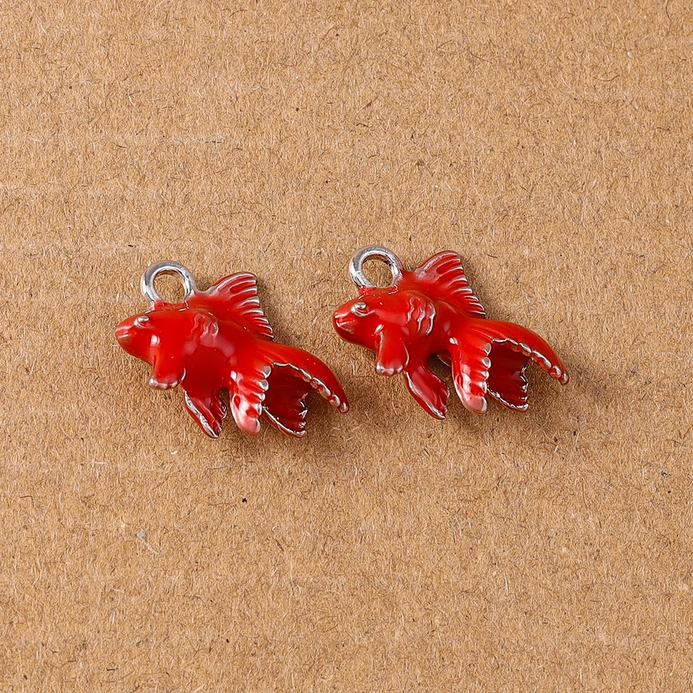 5pcs Cute Enamel Fish Charms Goldfish Pendants for Necklace Earrings Bracelet DIY Jewelry Making Accessories Supplies