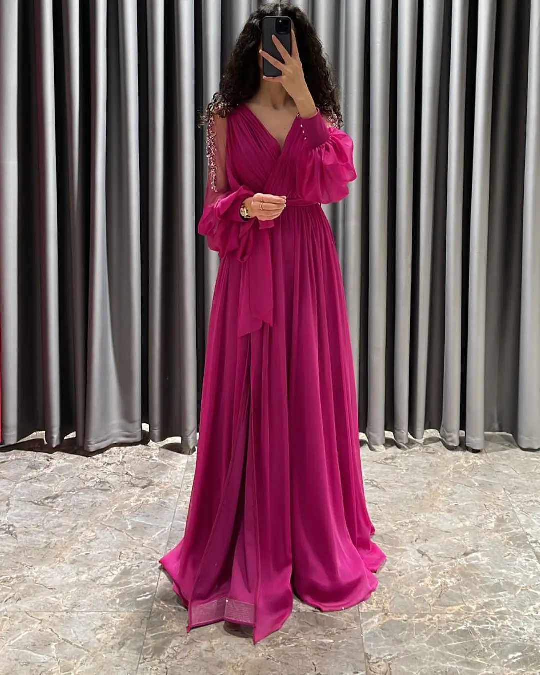 Formal Dress Koendye Daudi Saudi Arabia Prom Dresses V Neck Zipper Back Evening Gowns Chiffon فساتين مناسبة رسمية