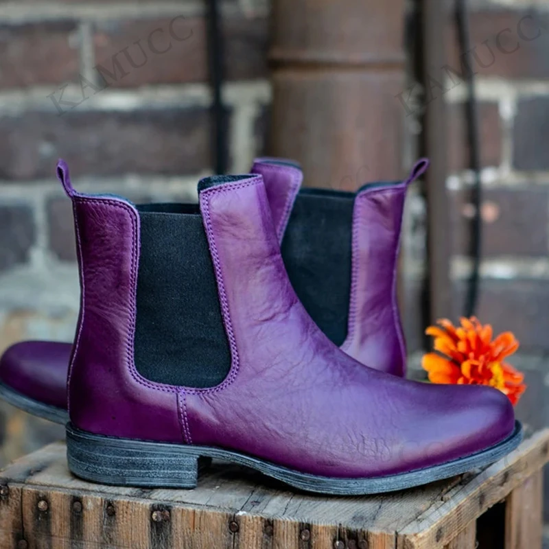 Women Chelsea Boots PU Leather Boot Ladies Ankle Booties Cowboy Mid Calf Boots Female Wedge Shoes Woman Platform Shoes Plus Size