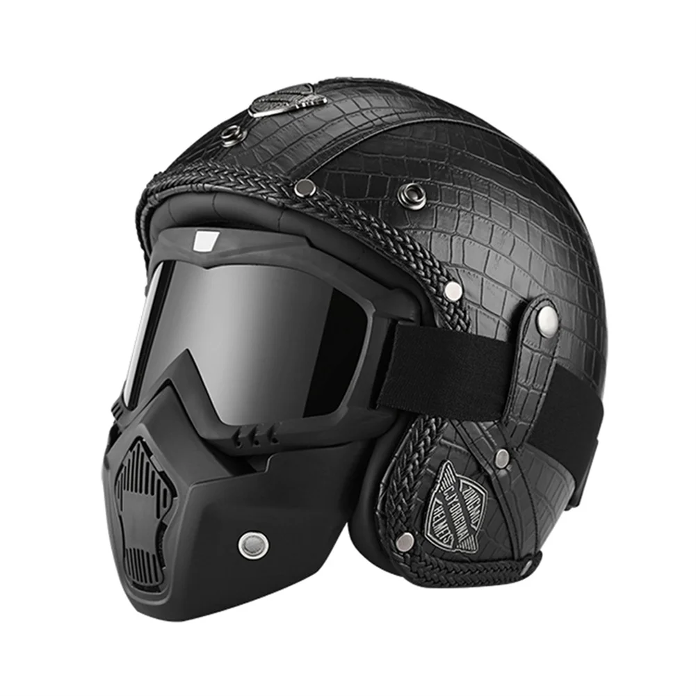

Vintage Cafe Racer Helmet Open Face Casco Moto with Face Visors Motorcycle Goggles Mask Motorcycle Helmets Bubble Lens Helmet