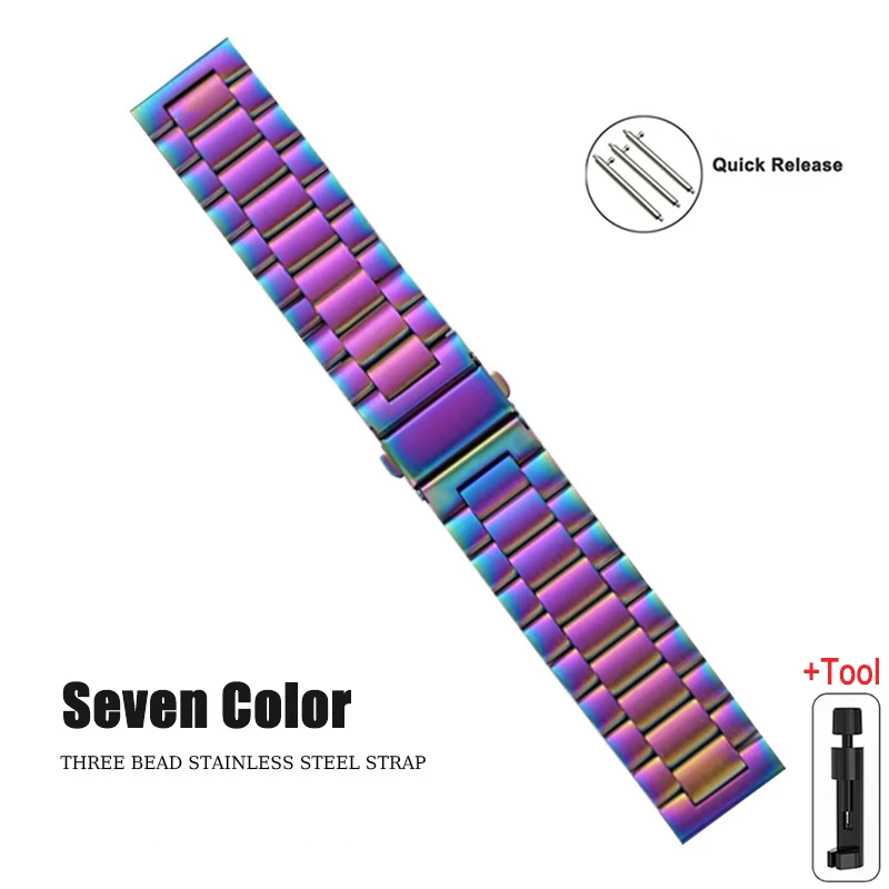 Stainless Steel Metal Watch Band, 20mm & 22mm