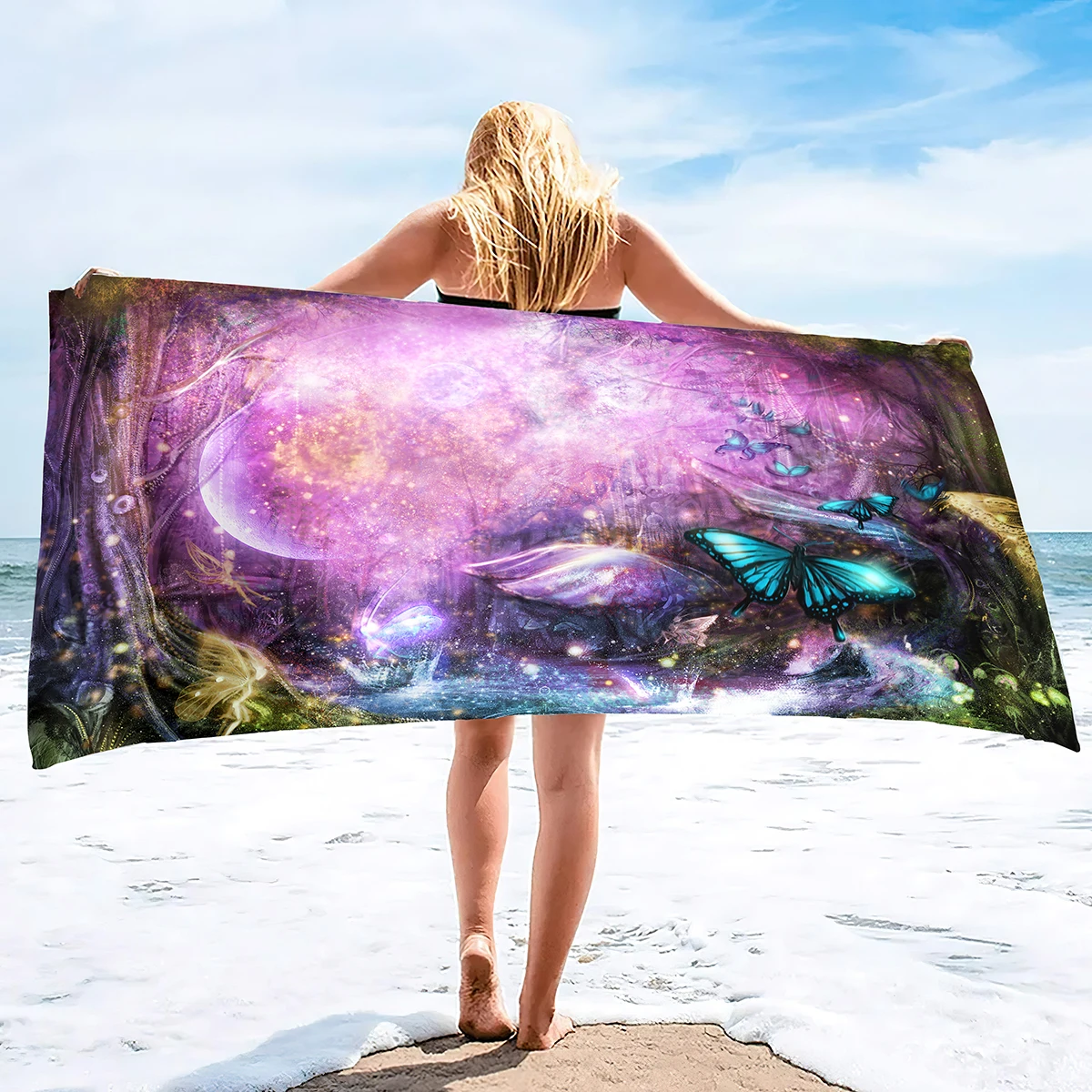 

Oversize Beach Towel, Extra Large Towels,Forest Print Cool Travel Pool Towel,Soft and Quick Dry Swim Towels for Women Girls