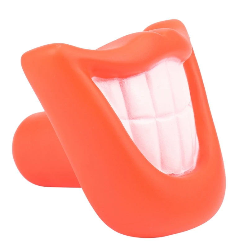 Funny Pet Dog Puppy Chew Sound Squeaky Giggle Big Smile Lips & Teeth Play Toy Red 4