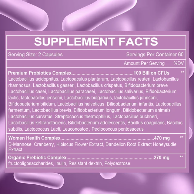 Premium Probiotic Complex, Supports Gut Health, Balanced Gut Flora, Urinary Tract Health, Immune System Support, 120 Capsules